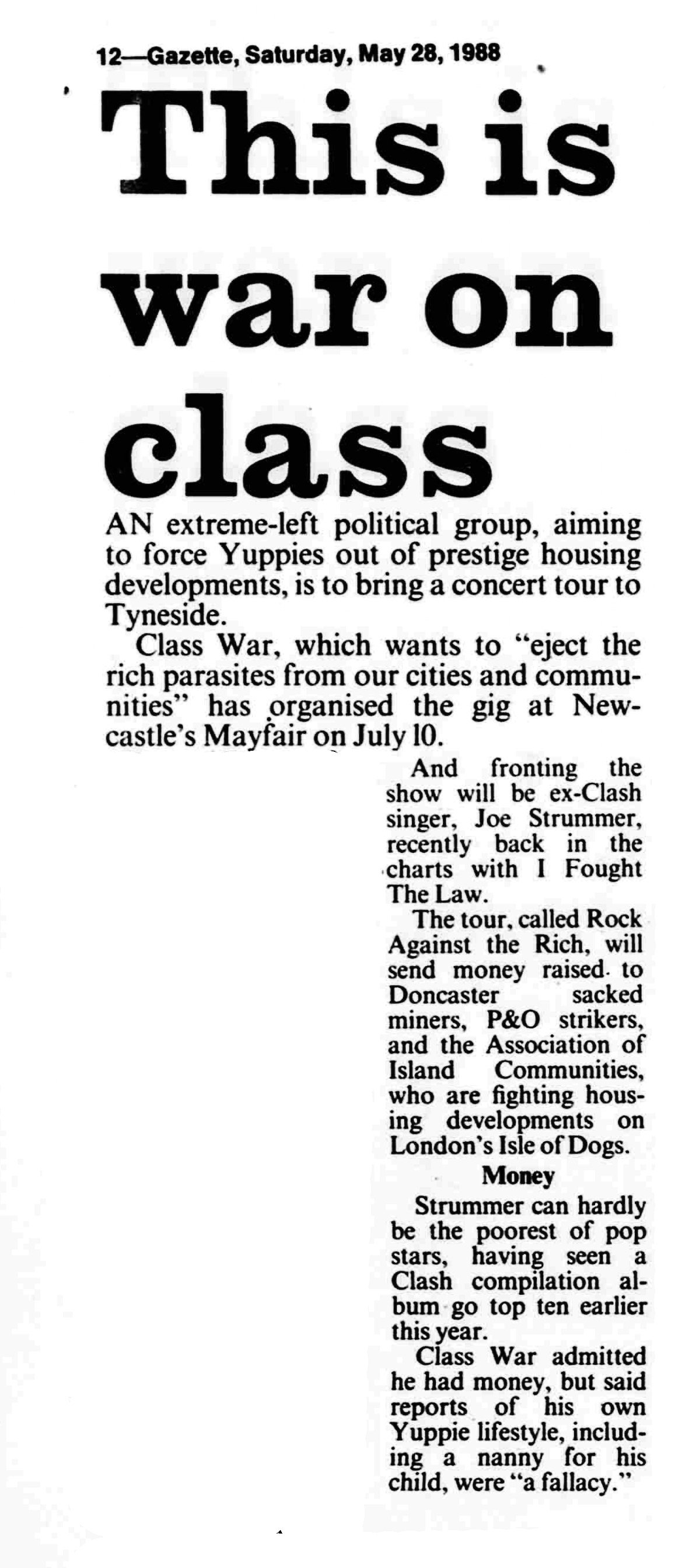 Joe Strummer Gazette 1988