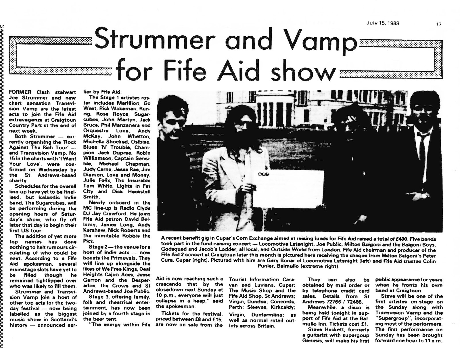 Strummer and Vamp for Fife Aid show - Fife Herald, 15 July 1988