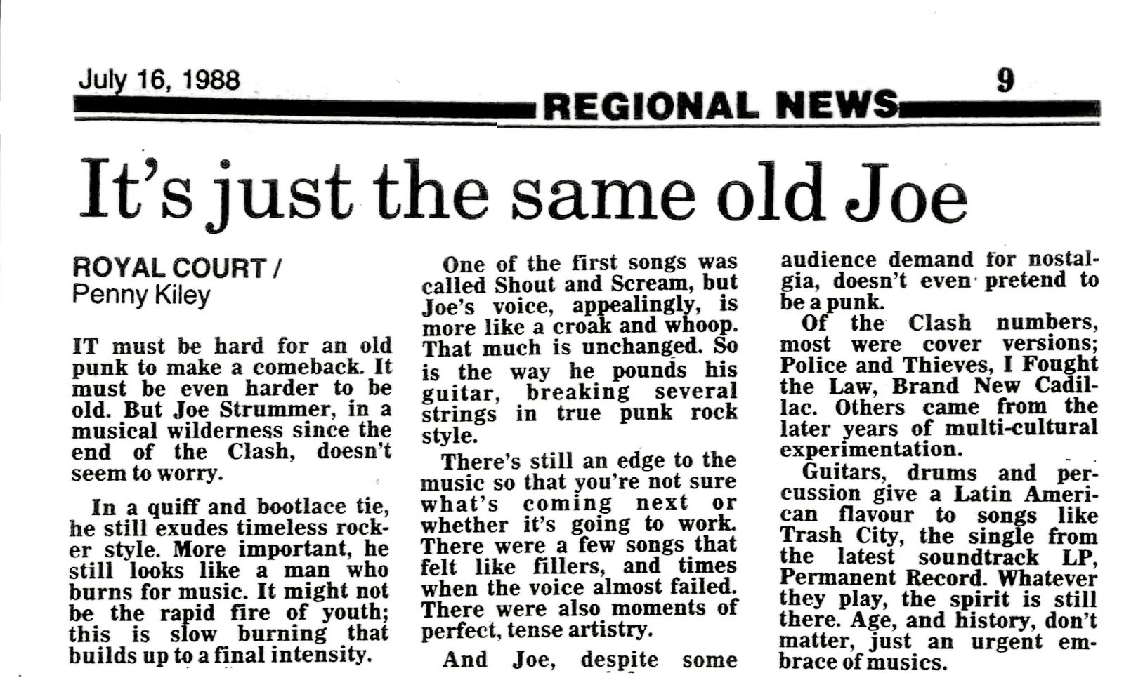 It's just the same old Joe - Liverpool Daily Post, 16 July 1988, p.9
