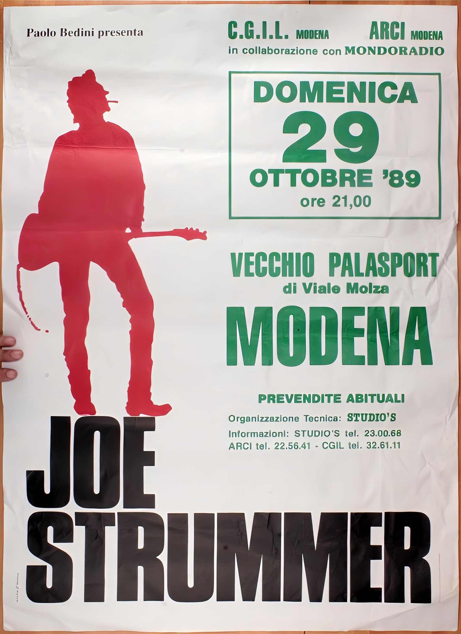 Joe Strummer Modena Poster 29 October 1989